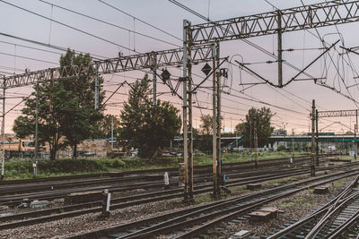 Railway tracks against clear sky