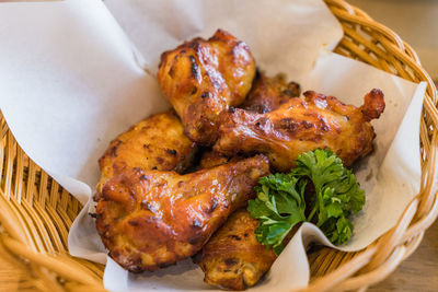 High angle view of food in plate
