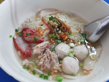 High angle view of meal served in bowl