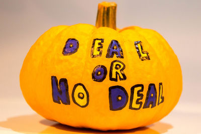 Close-up of pumpkin on table