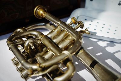Close-up of musical instrument on table