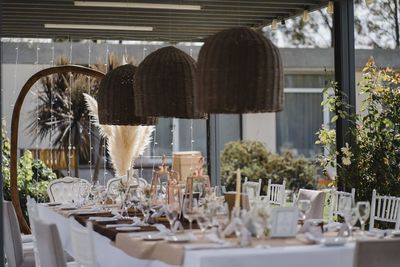 Chairs and tables in restaurant