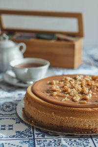 Close-up of breakfast on table