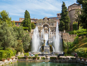 Fountain in front of building