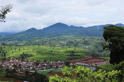 High angle view of townscape against sky