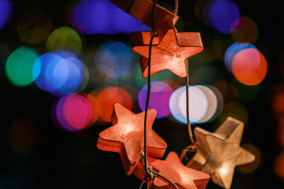 Close-up of illuminated christmas lights