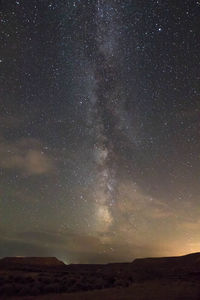 Scenic view of landscape against sky at night