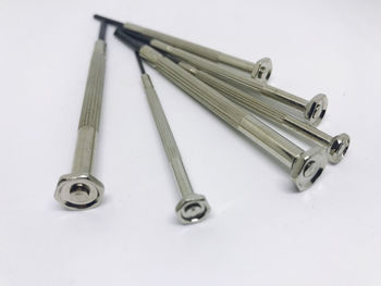 High angle view of objects on table