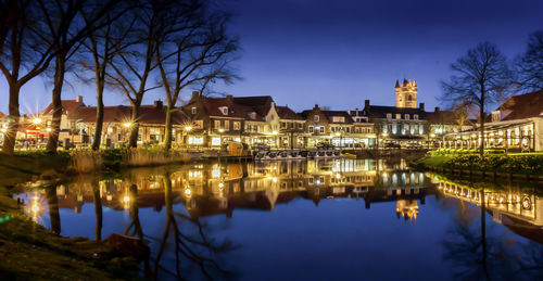 City lit up at dusk