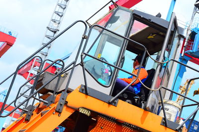 Low angle view of ship against sky