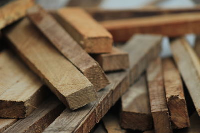 Close-up of stacked woods
