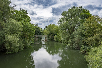 Bridge over regnitz at erlangen against sky