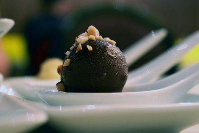 Close-up of dessert in spoon