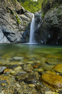 Scenic view of waterfall