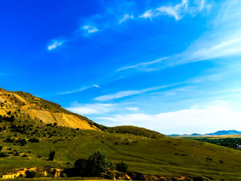 Scenic view of landscape against blue sky