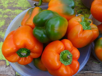High angle view of tomatoes on table