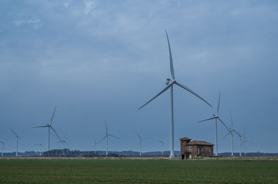 Windmills at overgaard gods at havndal, denmark