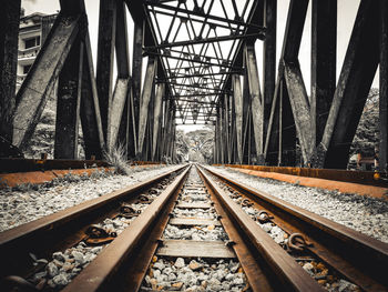 Railroad tracks in bridge