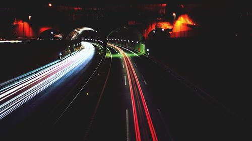 Light trails on highway at night