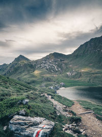 Scenic view of mountains against sky