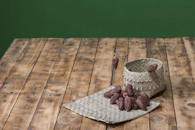 High angle view of bread on table