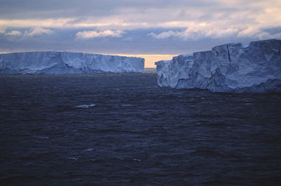 Icebergs at dusk
