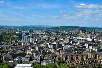 High angle view of cityscape against sky