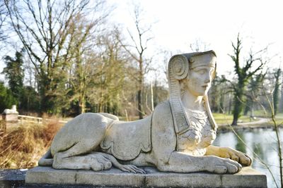 Close-up of statue against sky