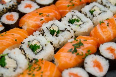 Close-up of sushi in plate