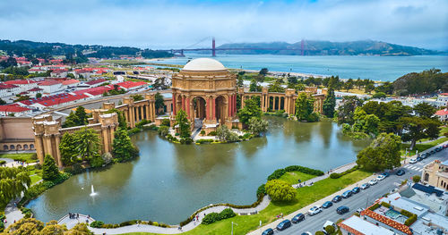 High angle view of buildings in city