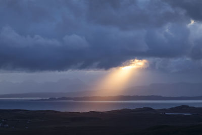 Scenic view of storm clouds over landscape