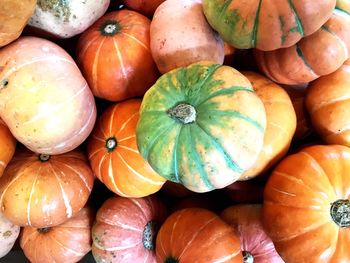 Full frame shot of pumpkins at market