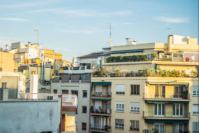 High angle view of buildings against sky