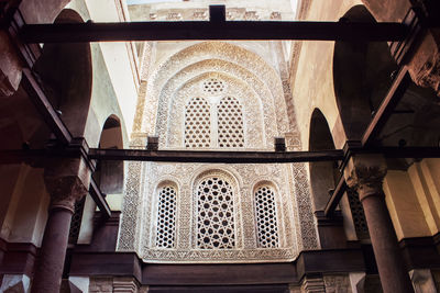 Low angle view of temple against building