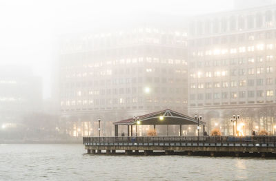 Jersey city waterfront on foggy day