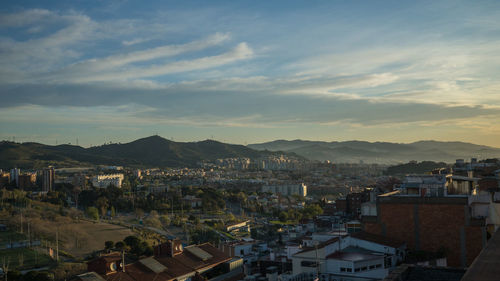 High angle view of city at night