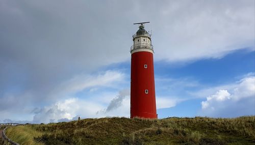 Low angle view of lighthouse against sky