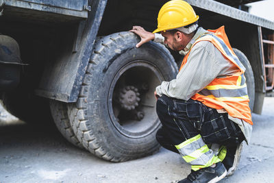 Man working in bus