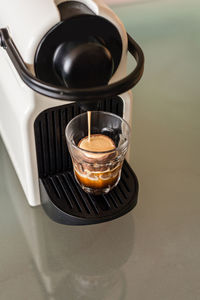 High angle view of coffee on table