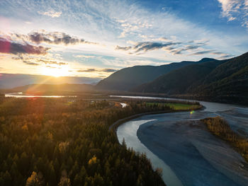 Scenic view of landscape against sky during sunset