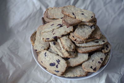 Close-up of cookies in plate