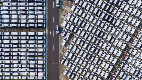 Directly above shot of car in parking lot