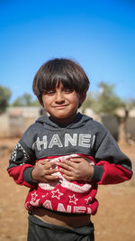 Portrait of child in a syrian refugee camp. 