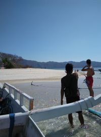 View of people in water