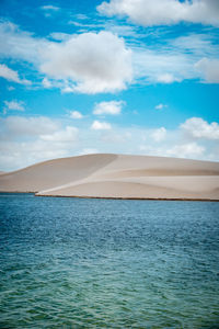 Scenic view of sea against cloudy sky