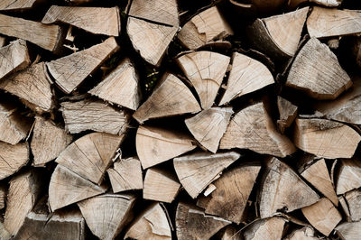 Full frame shot of logs in forest