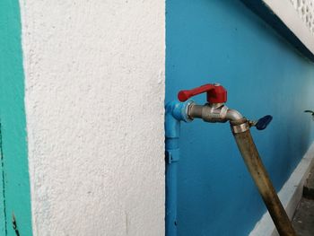 Close-up of pipe on wall