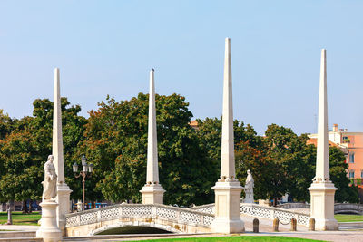 Bridge with columns in prato della valle in padua, italy