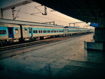 Train on railroad station platform