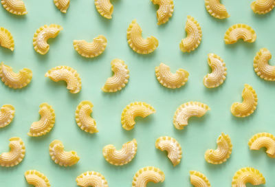 High angle view of food against white background